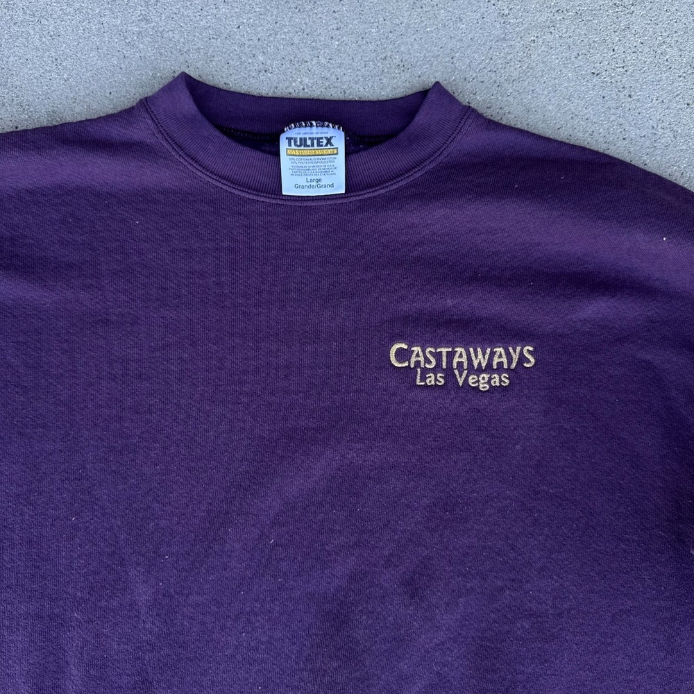 Vtg Castaways‎ Las Vegas Mens Purple Pullover Large Tultex Sweatshirt